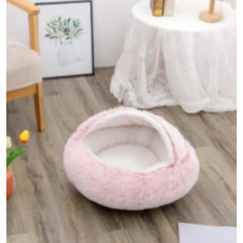 2-in-1 Dog & Cat Bed – Soft Plush Round Pet Bed House - Pink100cm - Pets