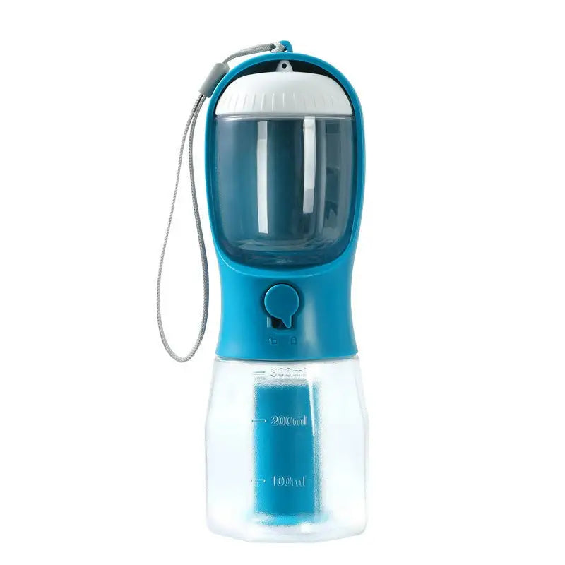 Portable 3-in-1 dog cup with water, food, and waste compartments.