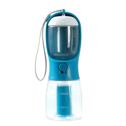 Portable 3-in-1 dog cup with water, food, and waste compartments.