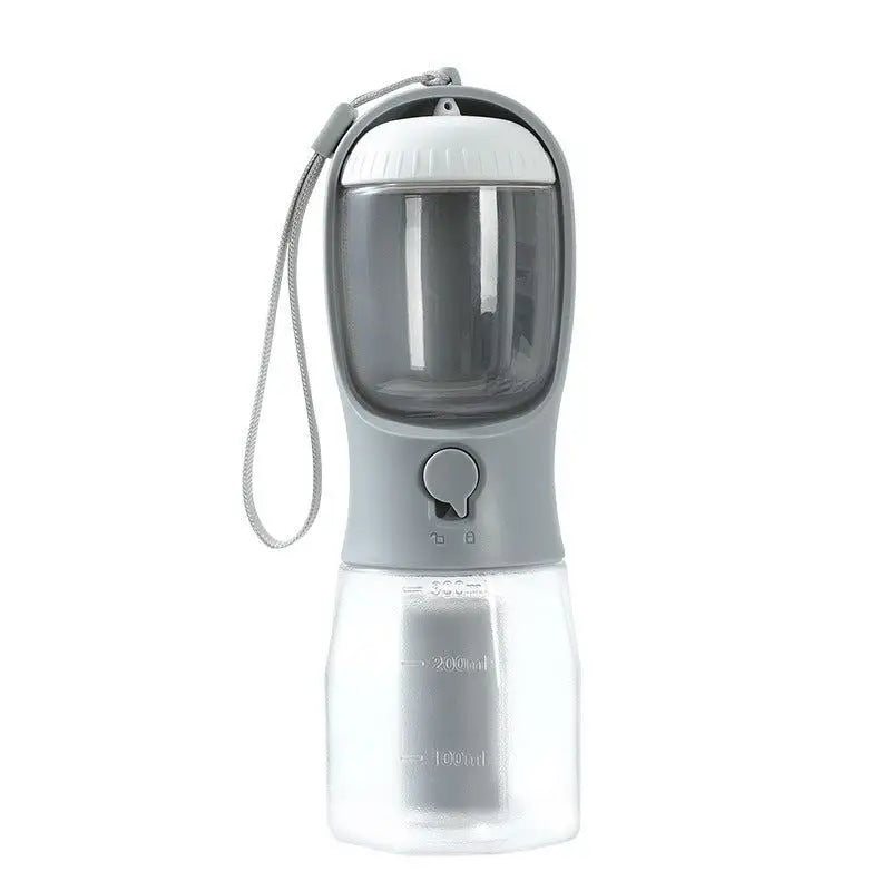 Portable 3-in-1 Dog Cup combining water, food container, and waste bag compartment for pet convenience.