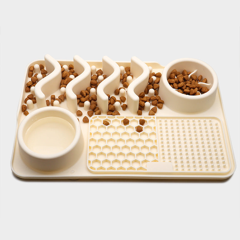 Textured milky white pet mat for licking and digestion