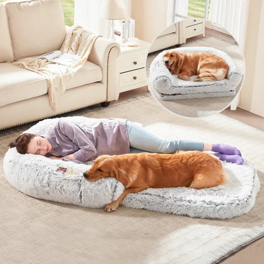 Nikoz Giant Orthopedic Snuggle Bed – 71" Washable Plush Comfort for You & Your Pet