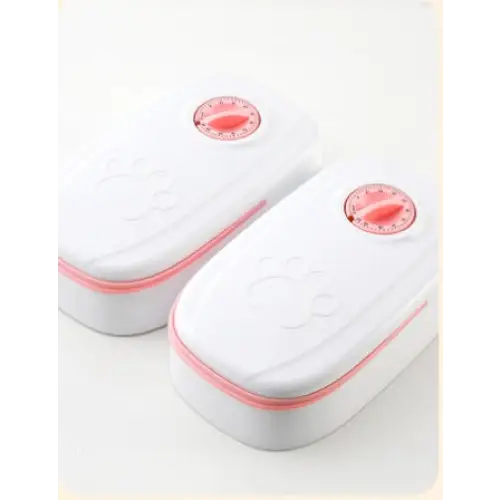 Automatic Pet Feeder – Smart Food Dispenser with Timer & Stainless Steel Bowl - Pink / Double meal