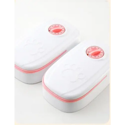 Automatic Pet Feeder – Smart Food Dispenser with Timer & Stainless Steel Bowl - Pink / Double meal