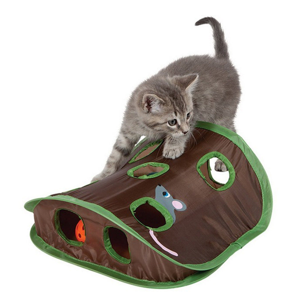 Interactive Cat Toy – Multi-Hole Canvas Play Tunnel