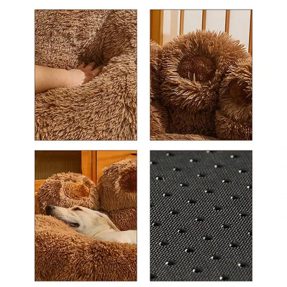 Cozy brown sofa bed for dogs with plush texture, suitable for small pets.