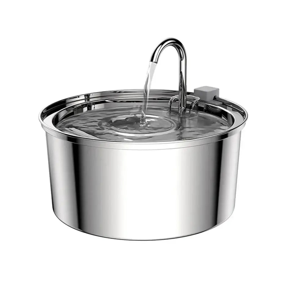 stainless steel pet water fountain with automatic design and double filtration system